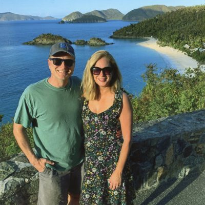 Kerry and Amy Long at the Trunk Bay overlook, St. John